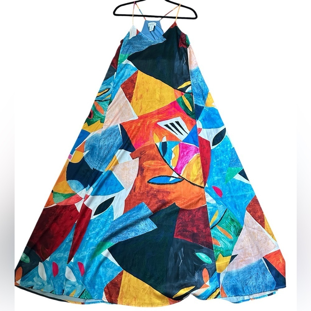 Nicole Miller Abstract Multi-Color Maxi Dress